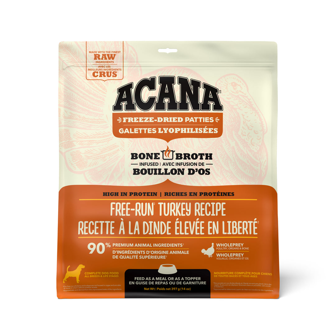 Acana - Chien Galettes Lyophilisées à la Dinde  - Nourriture Proteinée Sans Grains pour Chiens