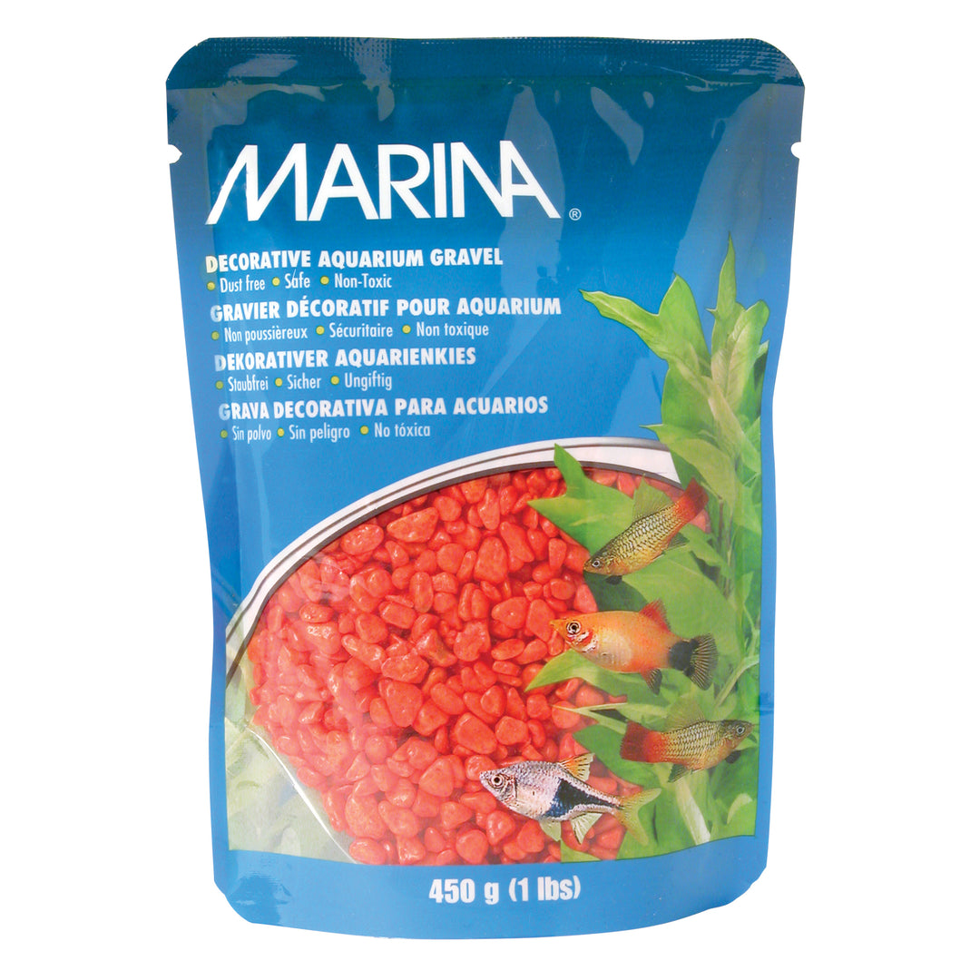MARINA Gravier Décoratif Orange 450g pour Aquarium