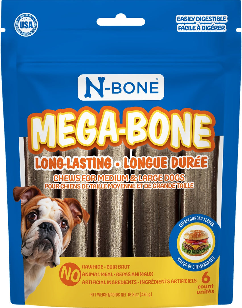 N-BONE Mega-Bone Gâteries Chien Bâtonnets Cheeseburger 476g