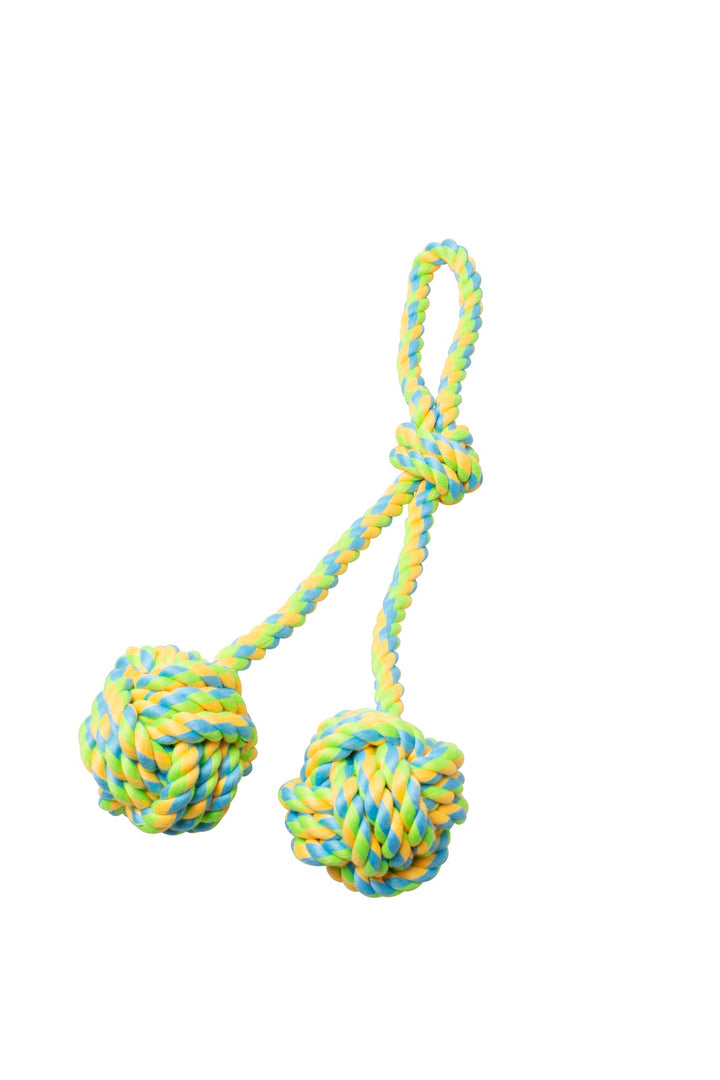 BUD'Z Jouet Chien Corde Double Boucle 15.5" Vert & Jaune