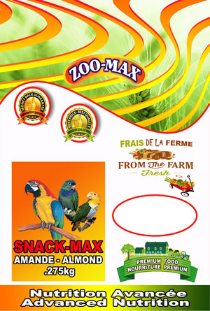 ZOO-MAX Snack-Max Gâteries Oiseaux Amandes Sans Écale 275g