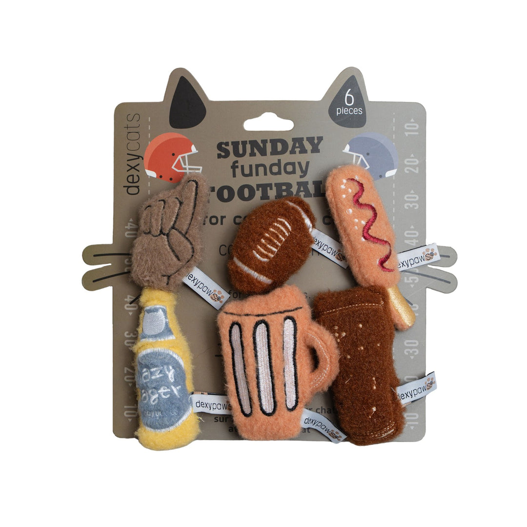 DEXYPAWS Jouet Chat Ensemble 6 Football du Dimanche en Peluche