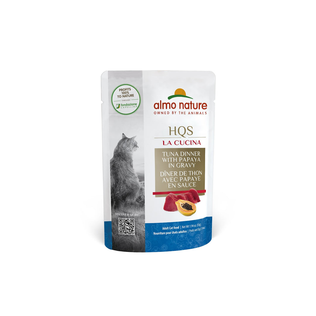ALMO HQS LA CUCINA Chat Pochette Thon & Papaye en Sauce 55g