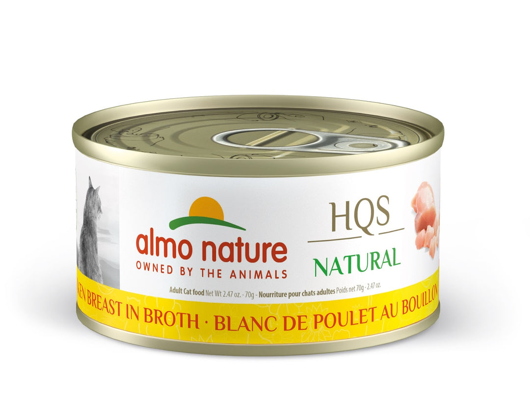 ALMO HQS NATURAL Chat Blanc de Poulet au Bouillon 70g