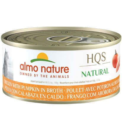 ALMO HQS NATURAL Chat Poulet & Potiron au Bouillon 150g