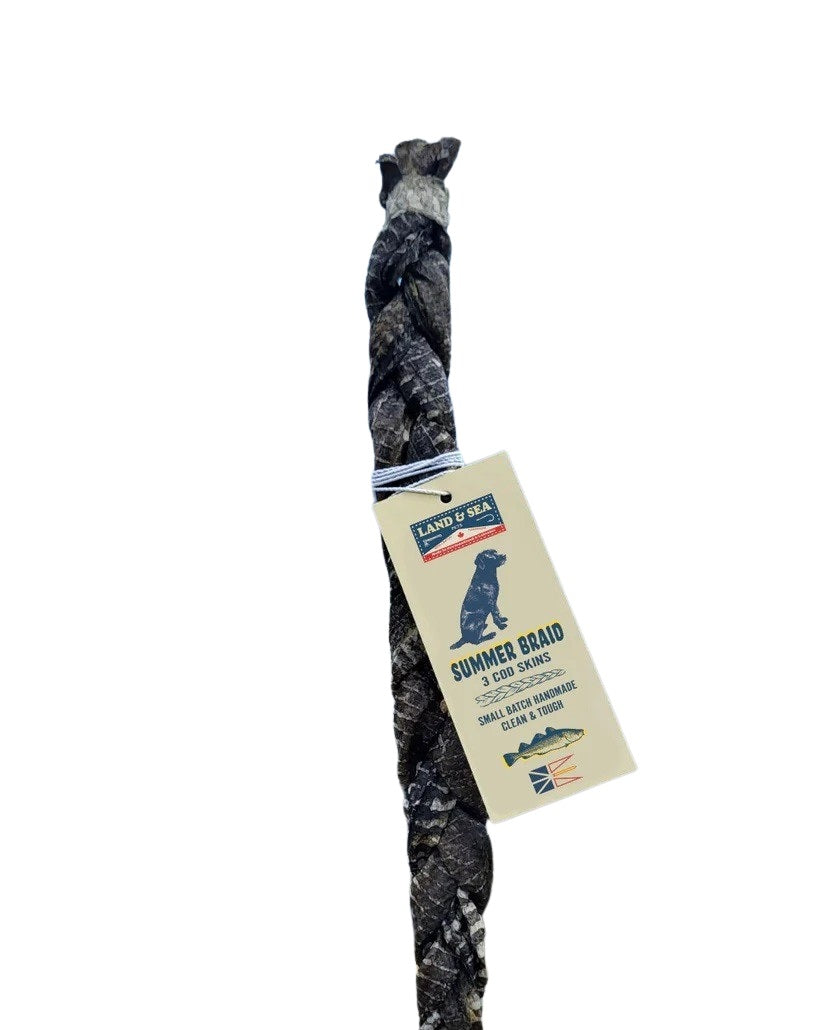 LAND & SEA Gâteries Chien Peau de Morue Tressé 12"