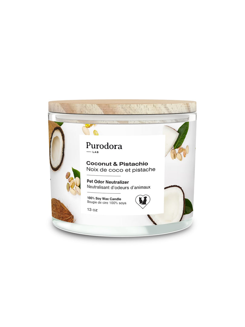 PURODORA Bougie Noix de Coco et Pistache 185g