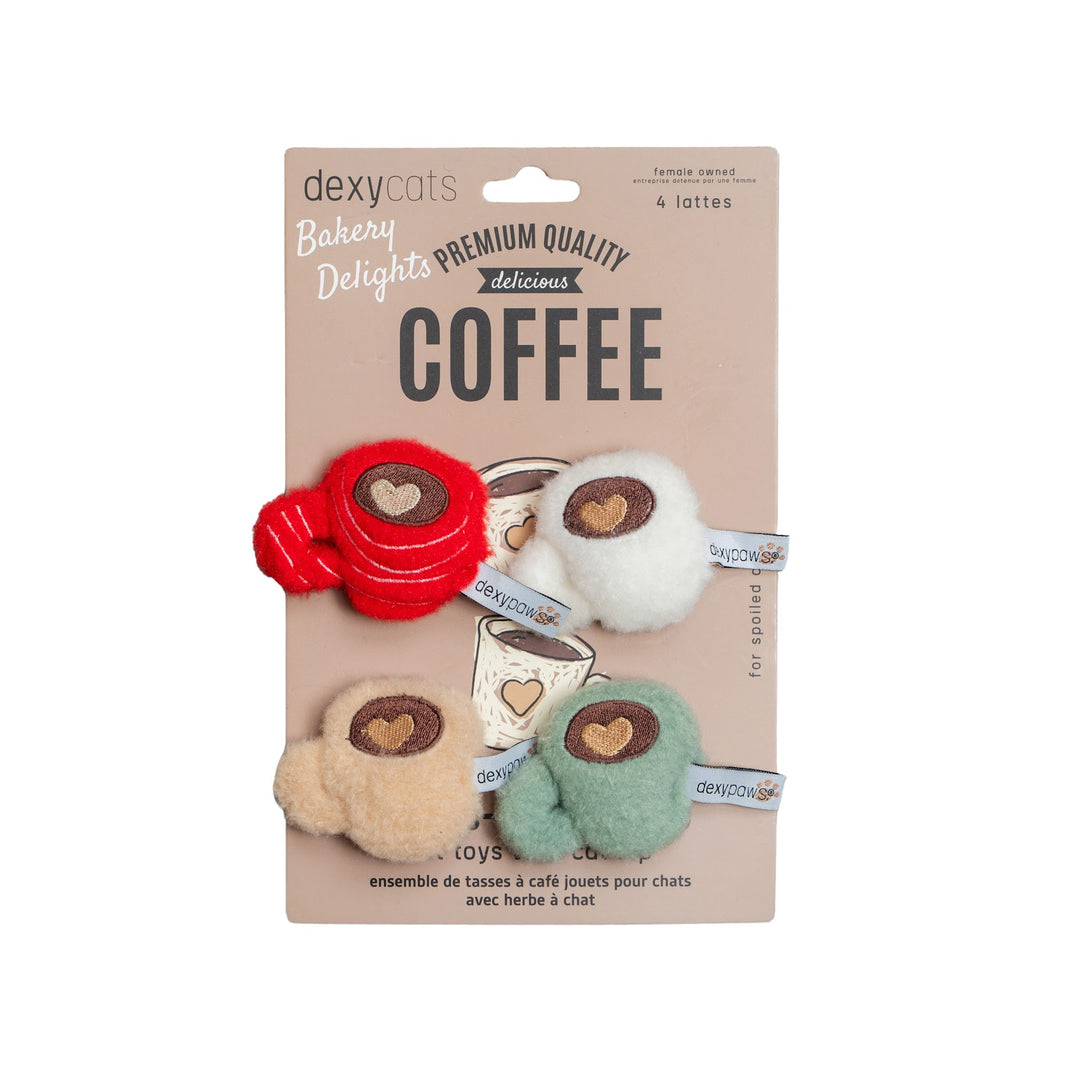 DEXYPAWS Jouet Chat Ensemble 4 Tasses à Café en Peluche