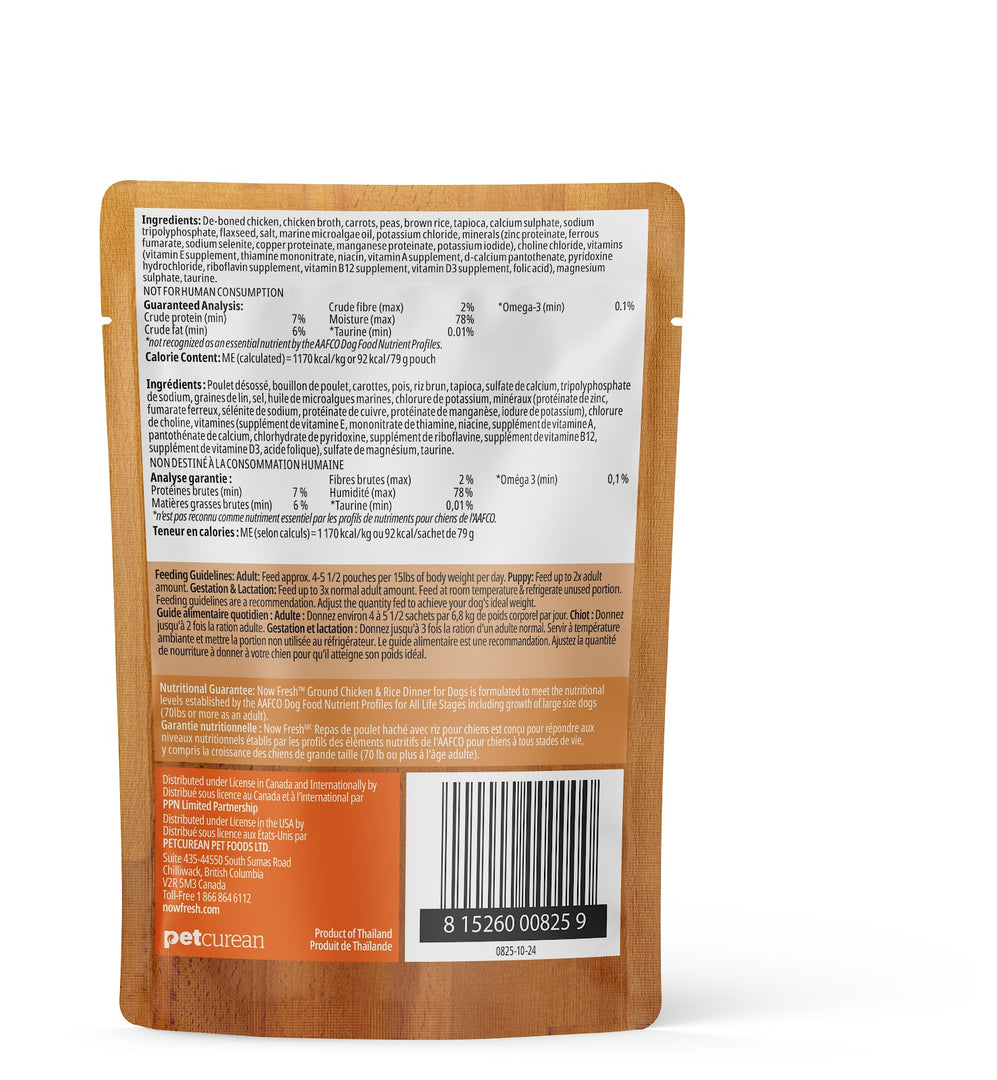 NOW FRESH Chien Pochette Poulet Haché & Riz 79g