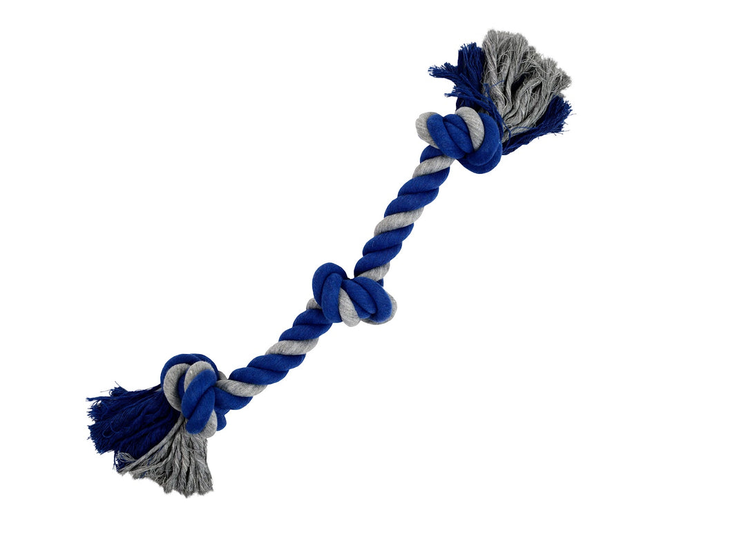 BUD'Z Jouet Chien Corde 3 Nœuds 23.5" Gris & Bleu L