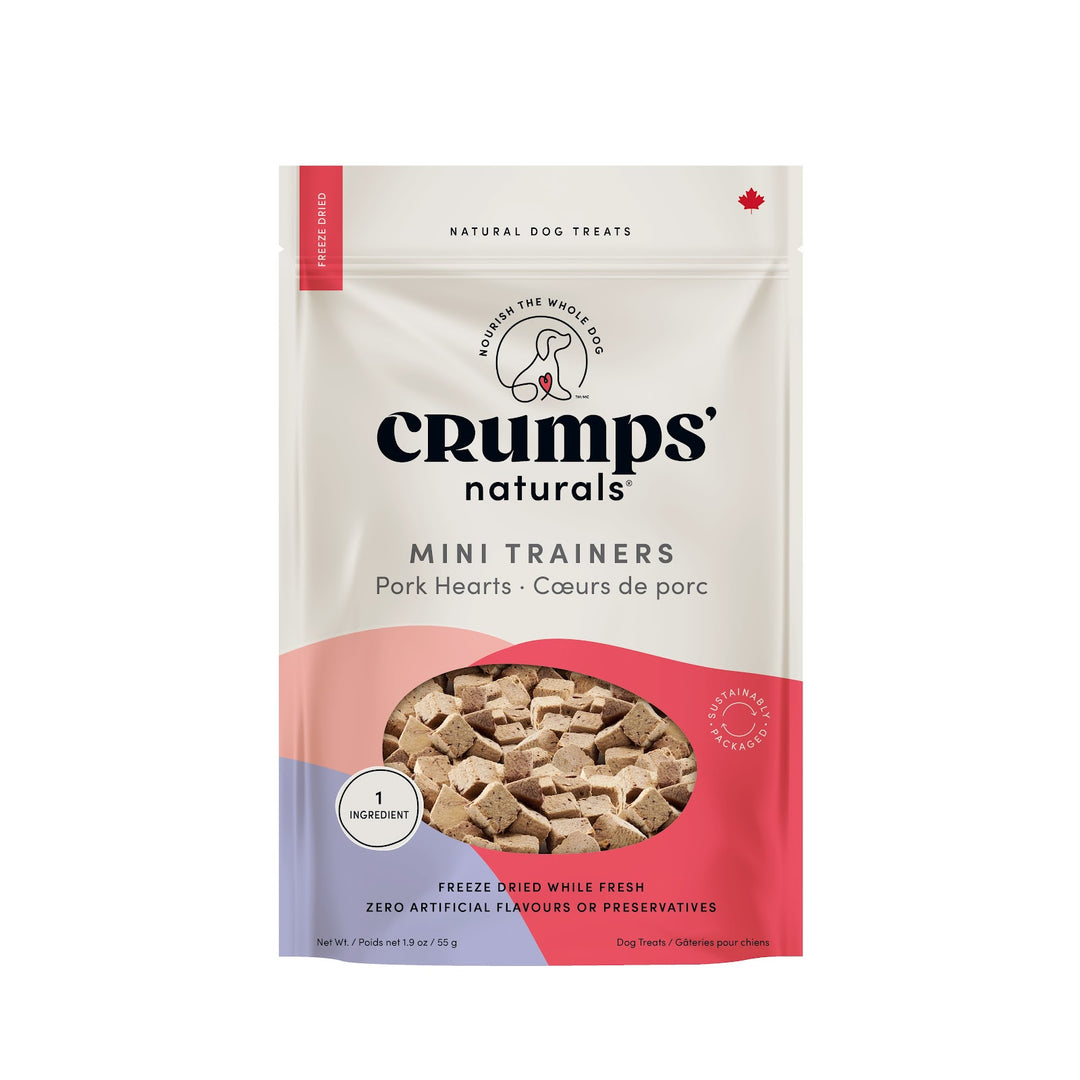CRUMPS' NATURALS Gâteries Chien Mini Bouchées Coeurs de Porc 55g