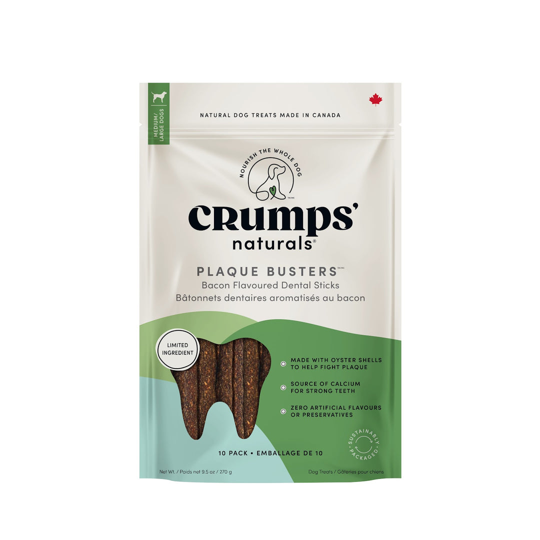 CRUMPS' NATURALS Plaque Busters Gâteries Chien Bacon 7" 270g