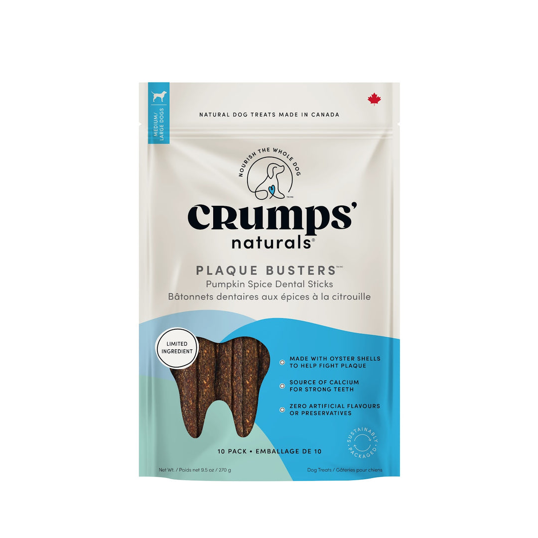 CRUMPS' NATURALS Plaque Busters Gâteries Chien Citrouille 7" 270g