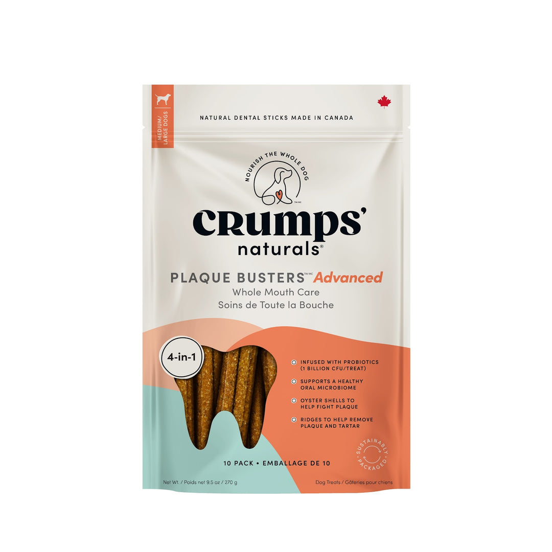 CRUMPS' NATURALS Plaque Busters Gâteries Chien Soins Toute la Bouche 7" 270g