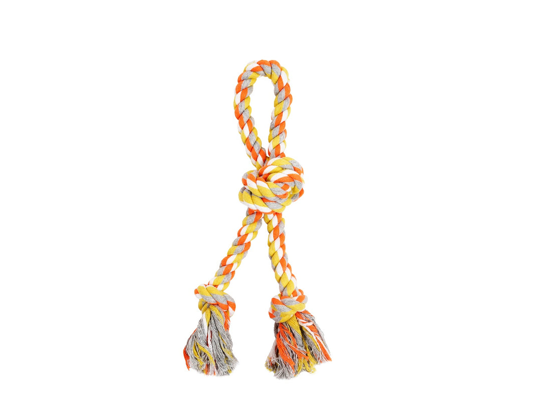 BUD'Z Jouet Chien Corde Double 3 Nœuds 11.5" Orange & Jaune