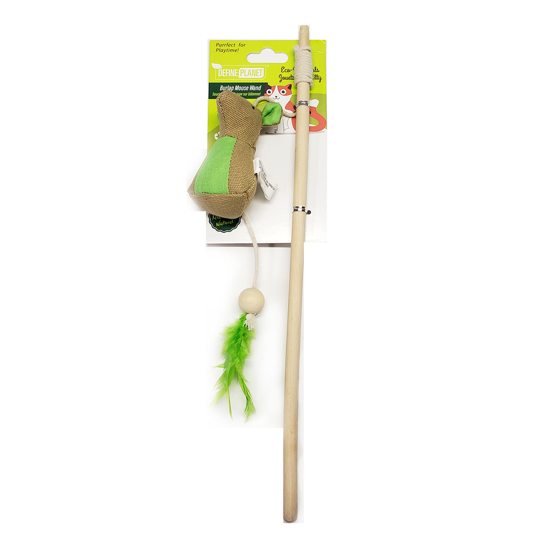 DEFINE PLANET Jouet Chat Souris en Toile de Jute sur Bâtonnet
