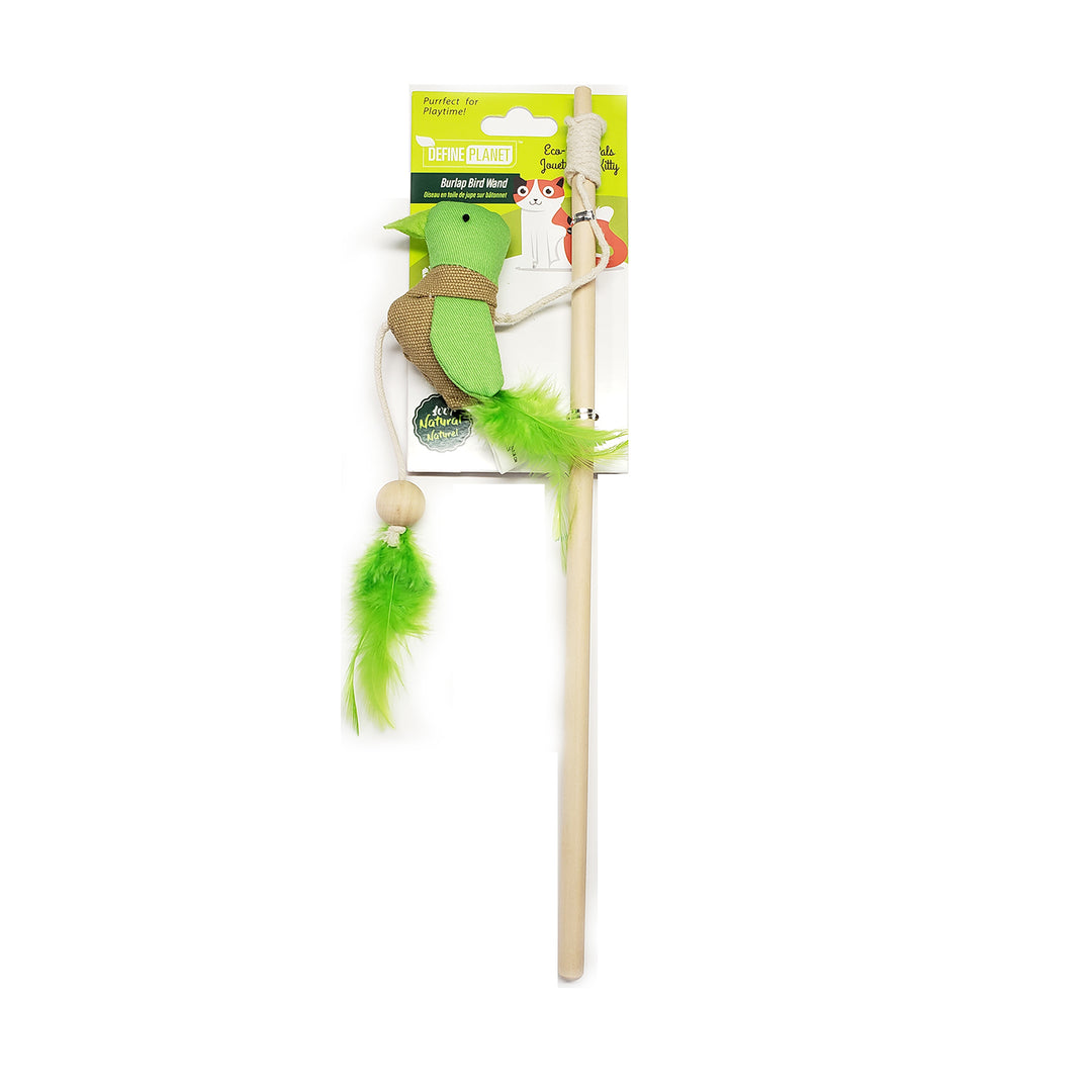 DEFINE PLANET Jouet Chat Oiseau en Toile de Jute sur Bâtonnet