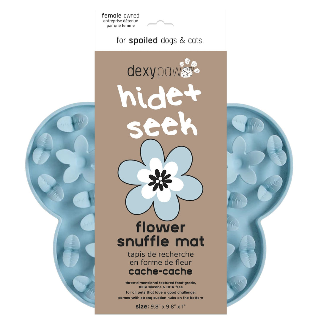 DEXYPAWS Tapis Léchange Cache-Cache Fleur Bleu