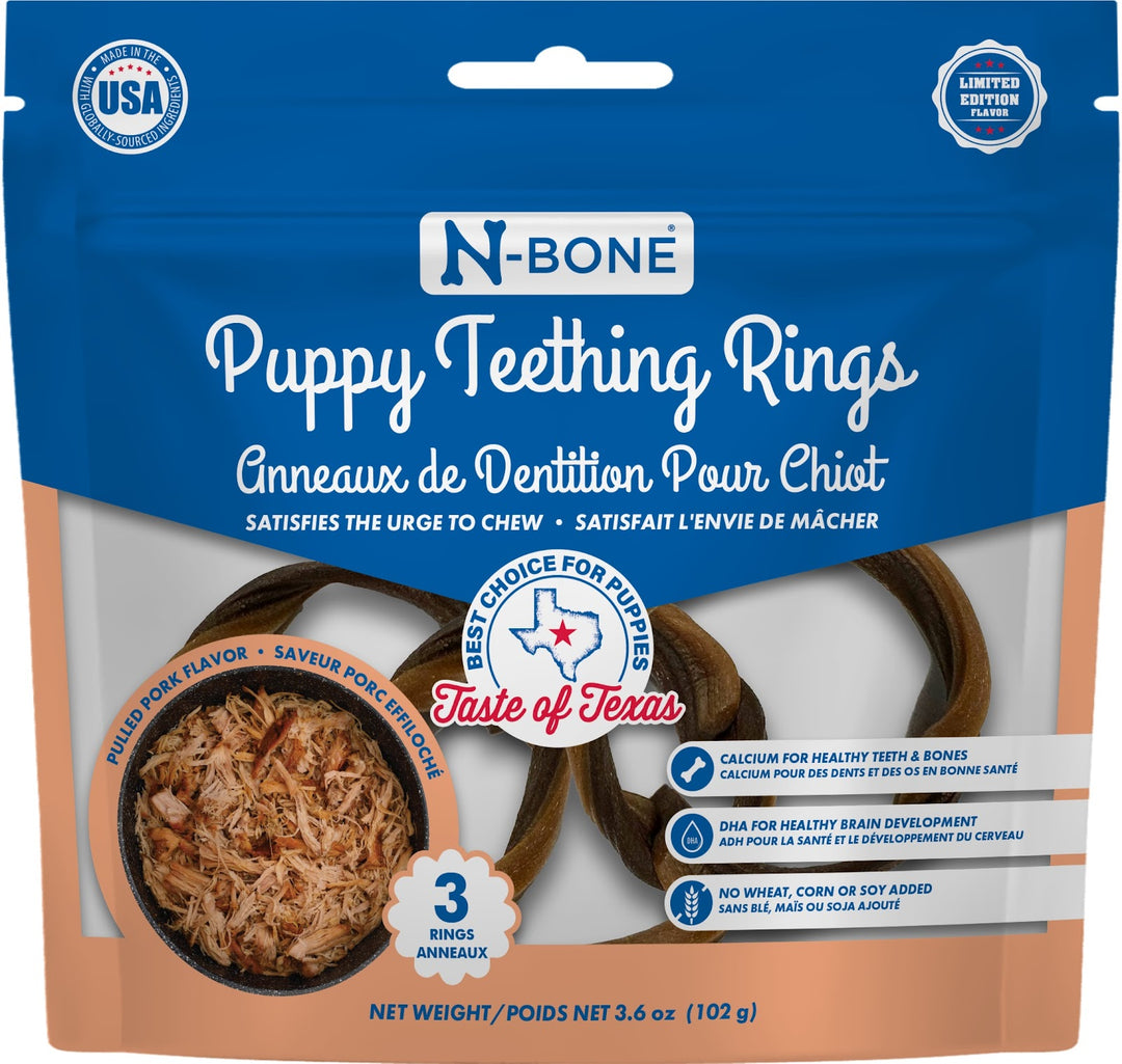 N-BONE Gâteries Chiot Anneaux Porc Éffiloché 102g