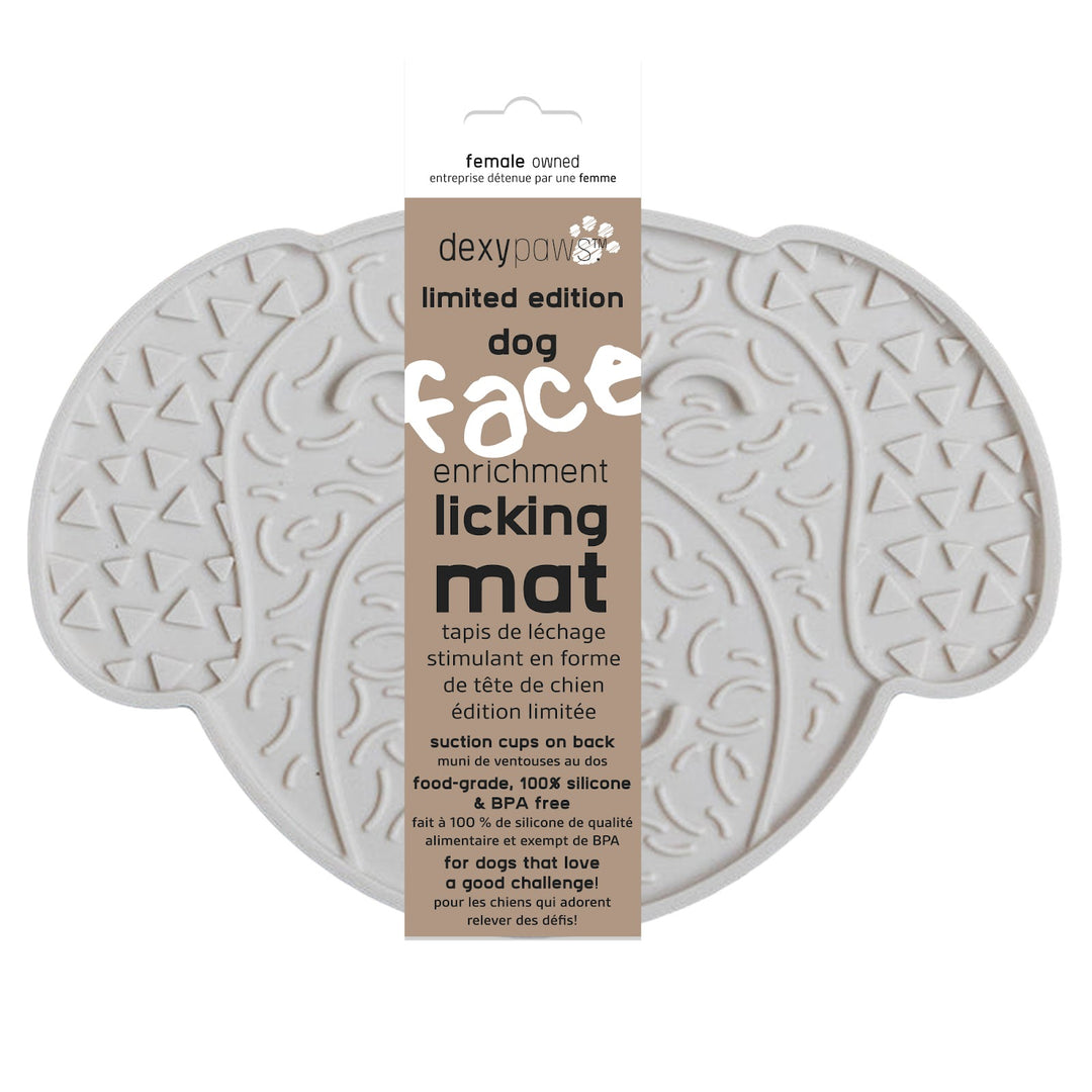 DEXYPAWS Tapis Léchange Forme Tête de Chien Blanc