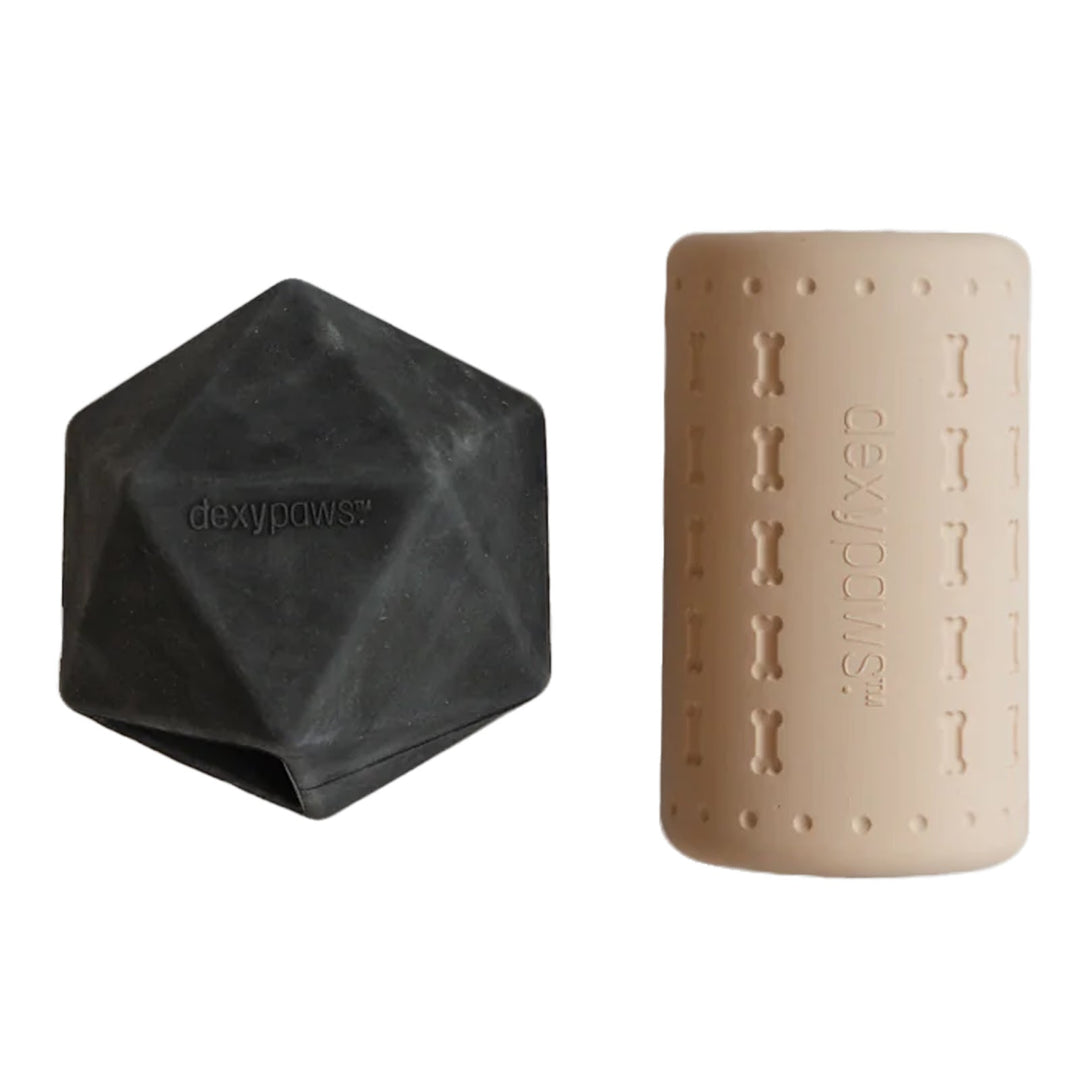 DEXYPAWS Jouet Chat Duo Cylindre & Forme Géo Beige & Noir