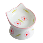 Voir l’image dans la galerie, DEXYPAWS Chat Bol Surélevé 7oz Blanc/Fleurs Blanc &amp; Rose
