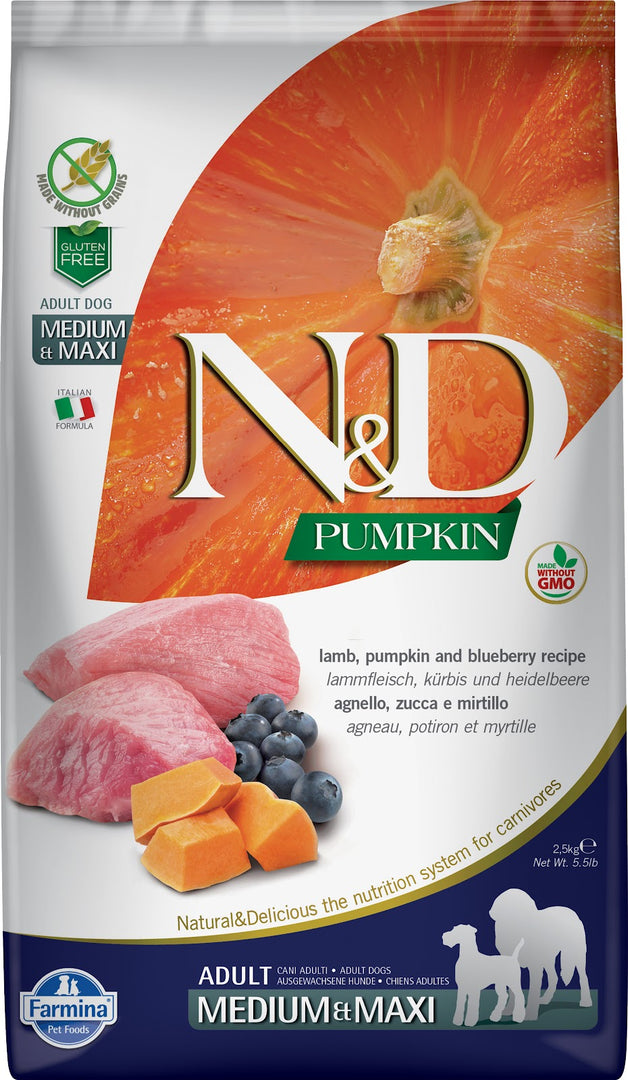 N&D CITROUILLE Chien MR & GR Agneau & Myrtille SG 2.5kg