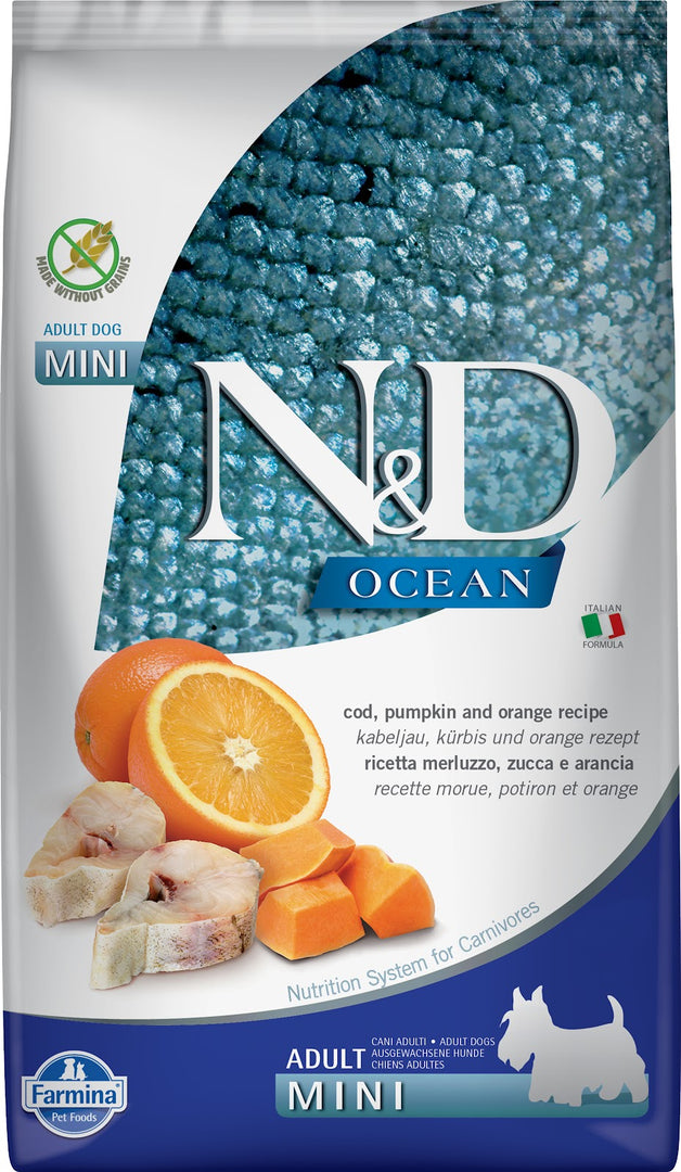 N&D OCÉAN Chien PR Morue, Potiron & Orange SG 7kg
