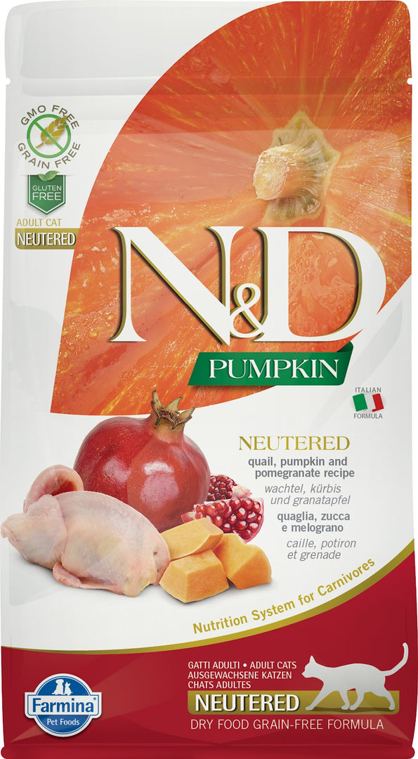 N&D CITROUILLE Chat Stérilisé Caille, Potiron & Grenade 5kg