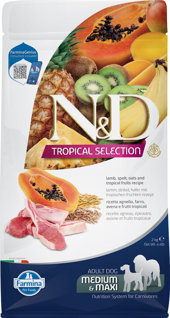 N&D TROPICAL Chien MR & GR Agneau & Fruits Tropicaux 2kg