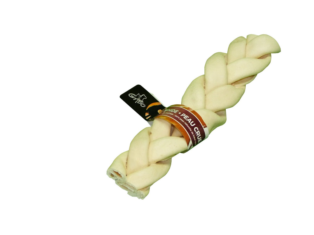 GABO Gâteries Chien Os de Cuir Blanc Torsadé 8"