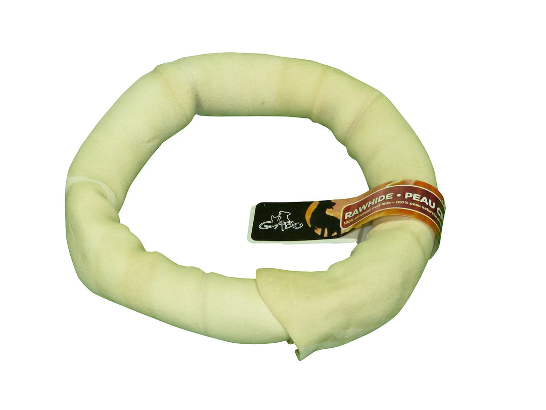 GABO Gâteries Chien Anneau de Cuir Blanc 7"