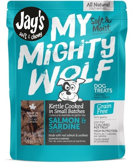 JAY'S MY MIGHTY WOLF Gâteries Chien Saumons & Sardines SG 450g