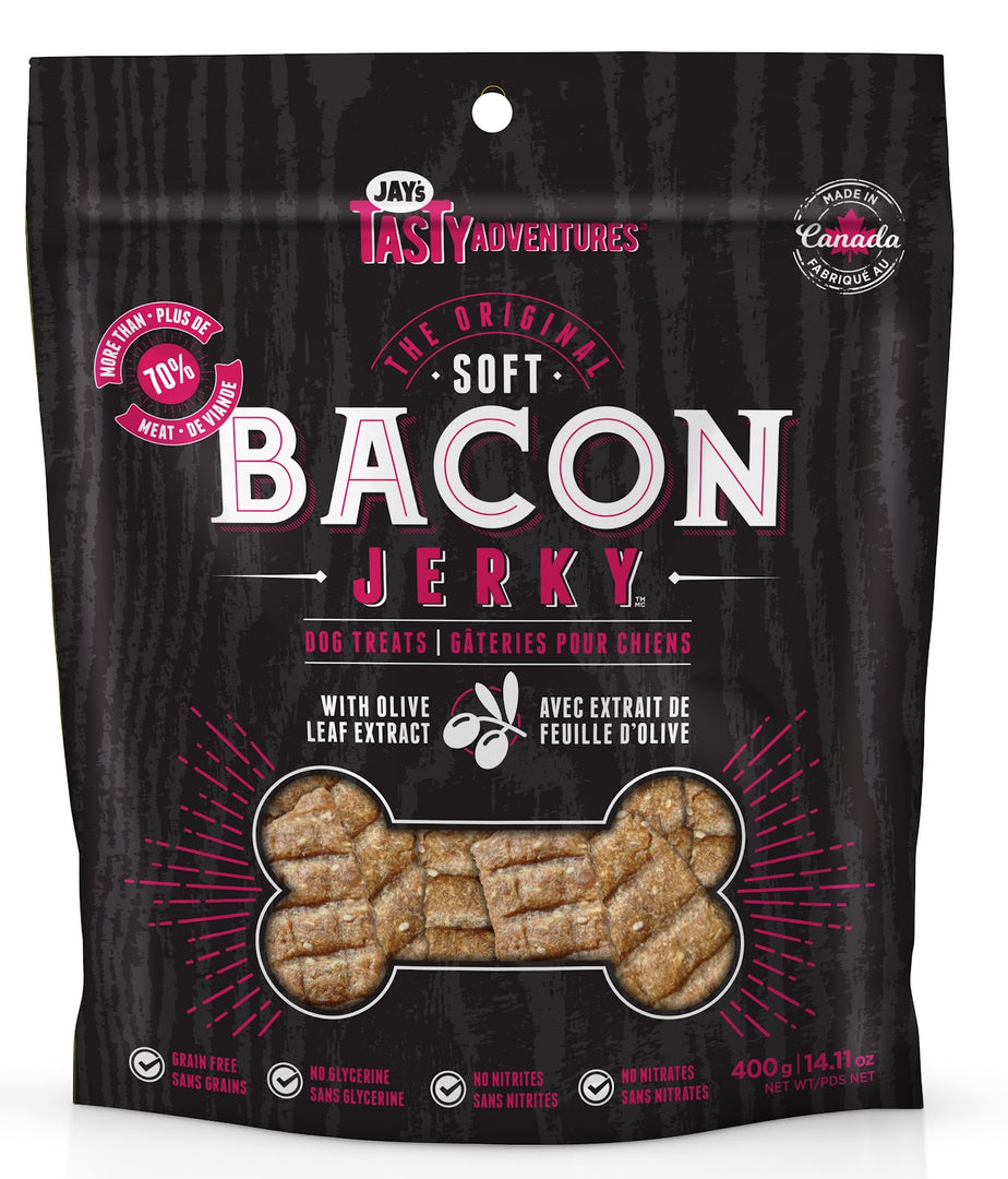 JAY'S TASTY Gâteries Chien Jerky de Bacon 400g