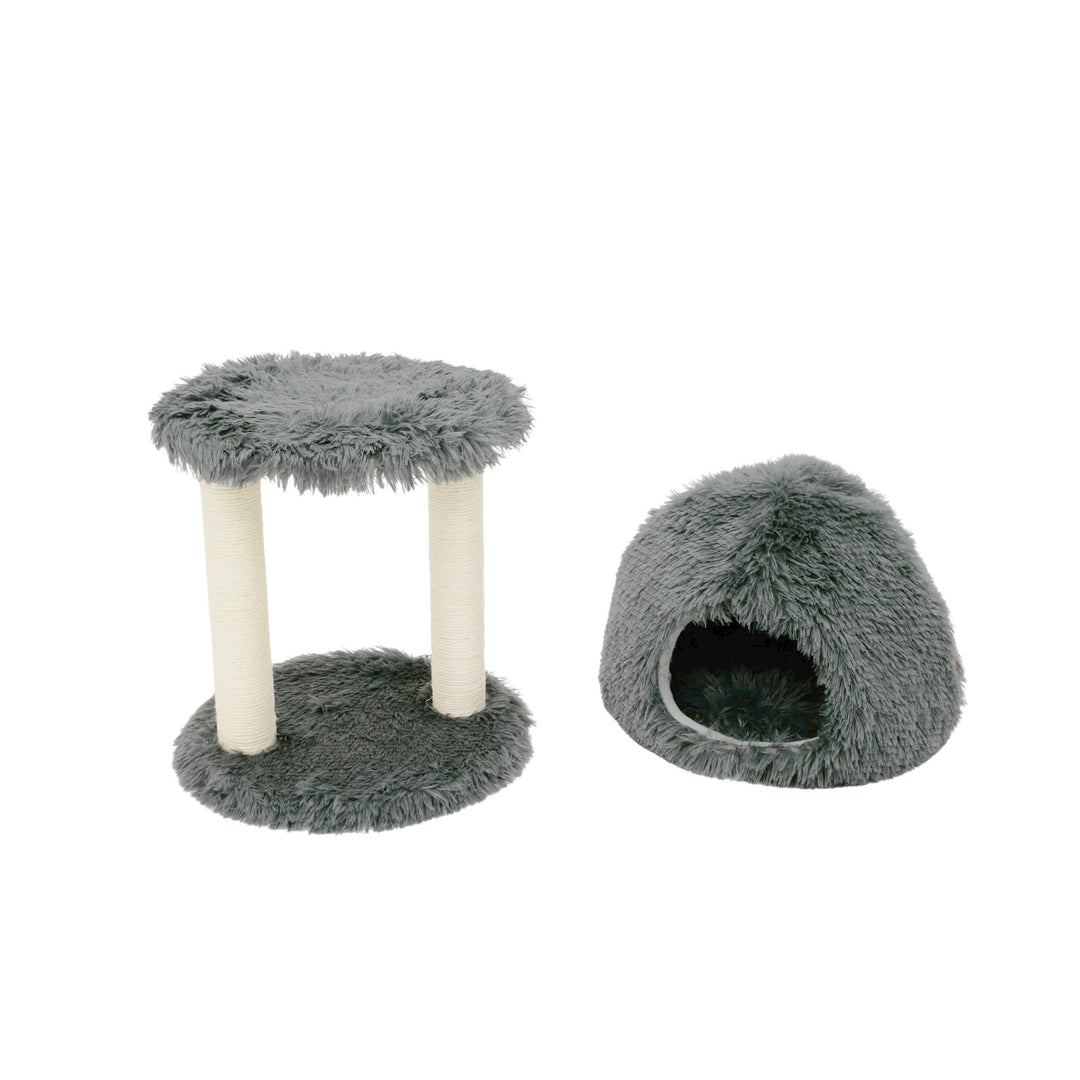 *BUD'Z Arbre à Chat Sisal & Lit Capuchon Gris Foncé