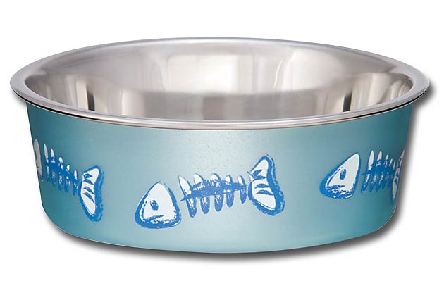 LOVING PETS BELLA Chat Bol Bleu Métallique Poisson XS
