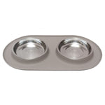 Voir l’image dans la galerie, MESSY CATS Bol Double Inox Base Silicone Gris
