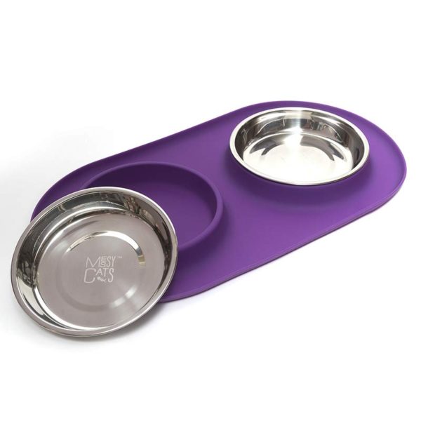 MESSY CATS Bol Double Inox Base Silicone Mauve