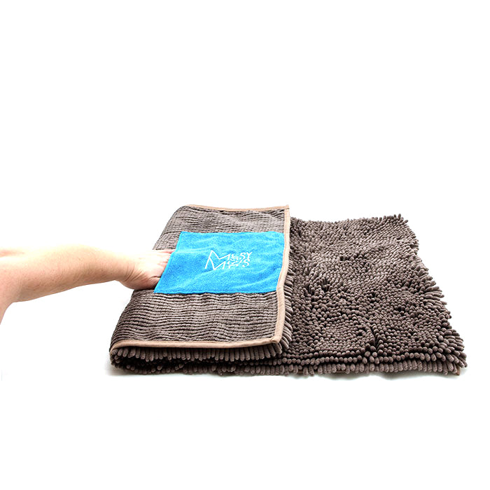 MESSY MUTTS Serviette Microfibre Chenille Gris Pâle L