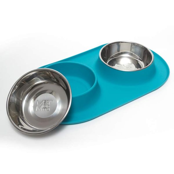 MESSY MUTTS Bol Double Inox Base L Bleu