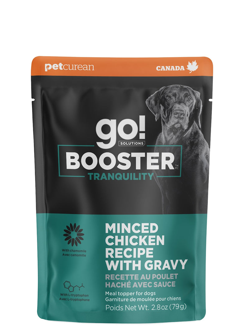 GO! BOOSTER Chien Tranquilité, Poulet Haché avec Sauce 79g