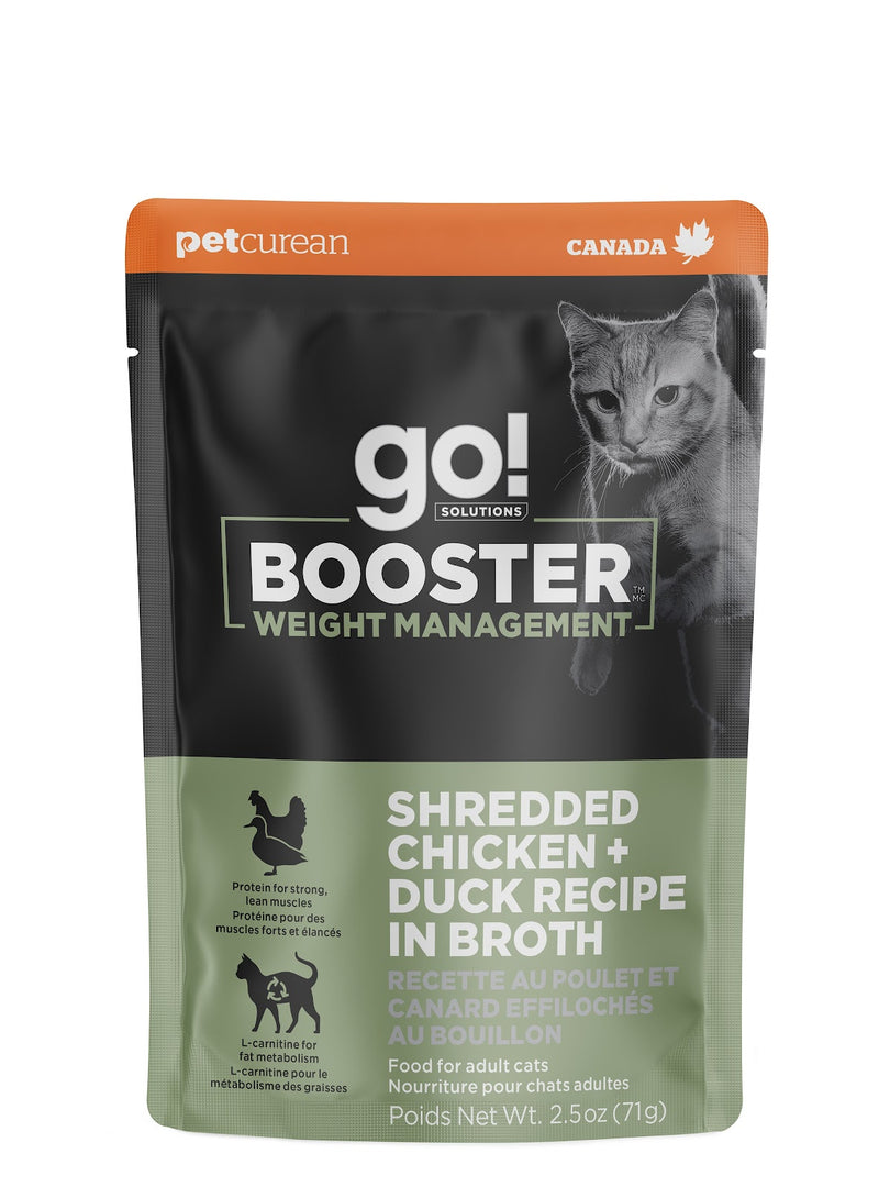 GO! BOOSTER Chat Contrôle du Poids, Poulet & Canard au Bouillon SG 71g