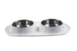 Voir l’image dans la galerie, MESSY MUTTS Bol Double Inox Base L Gris Marbré
