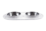 Voir l’image dans la galerie, MESSY CATS Bol Double Inox Base Silicone Gris Marbré

