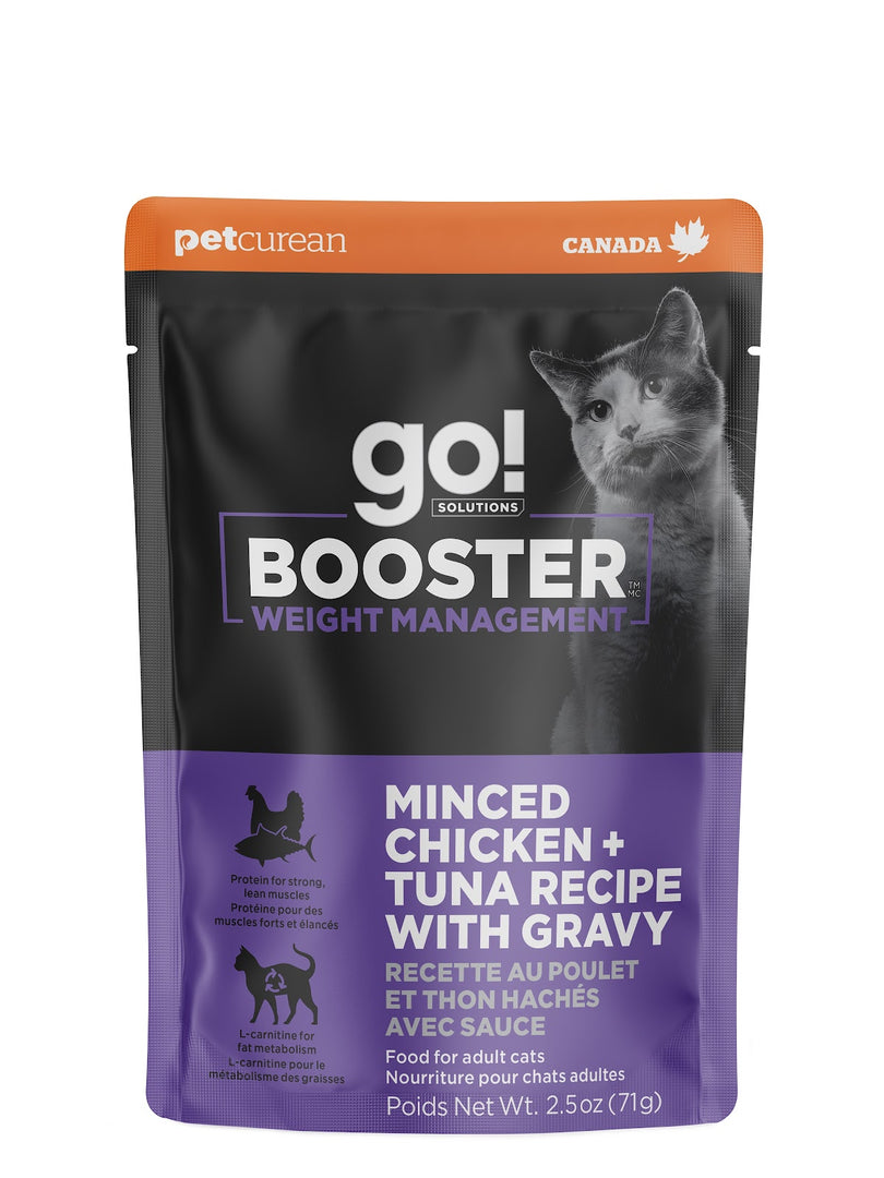 GO! BOOSTER Chat Contrôle du Poids, Poulet & Thon en Sauce SG 71g