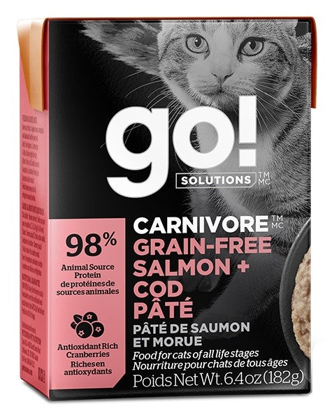 GO! CARNIVORE Chat Tetra Pak Pâté Saumon & Morue SG 182g
