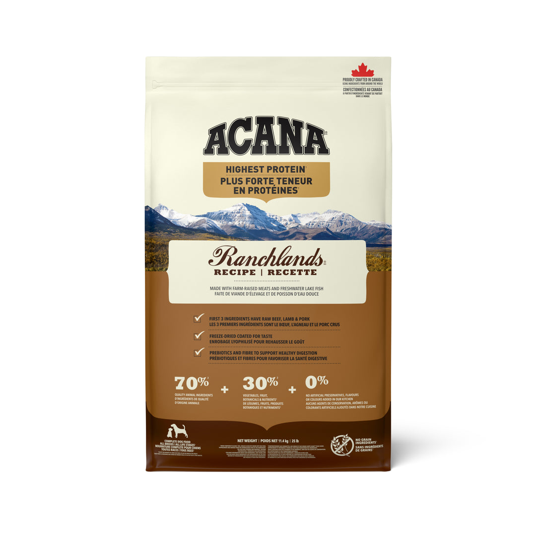 Acana Regionals - Chien Terres d'Élevage (Ranchlands) - Nourriture Sèche Proteinée Sans Grains pour Chiens