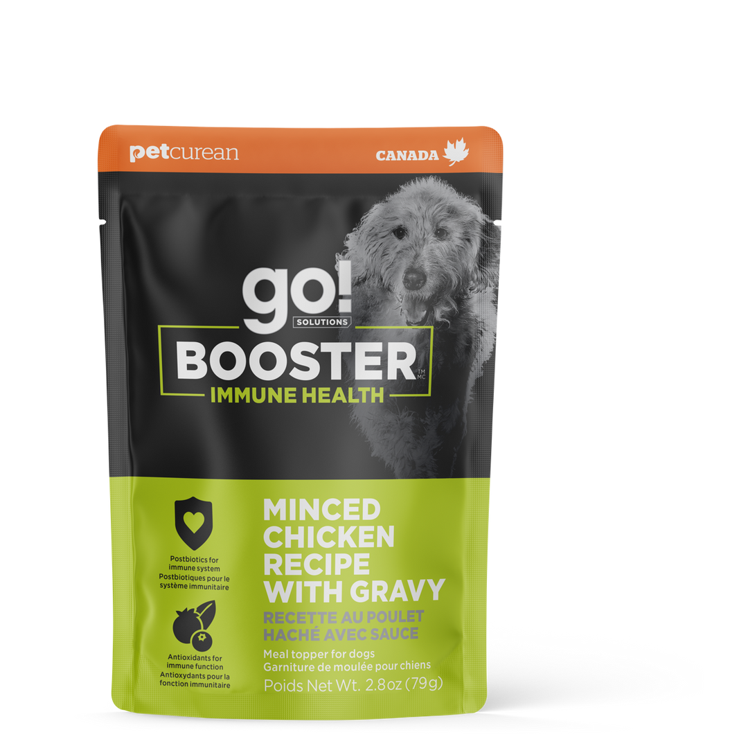 GO! BOOSTER Chien Immunitaire, Poulet Haché avec Sauce 79g