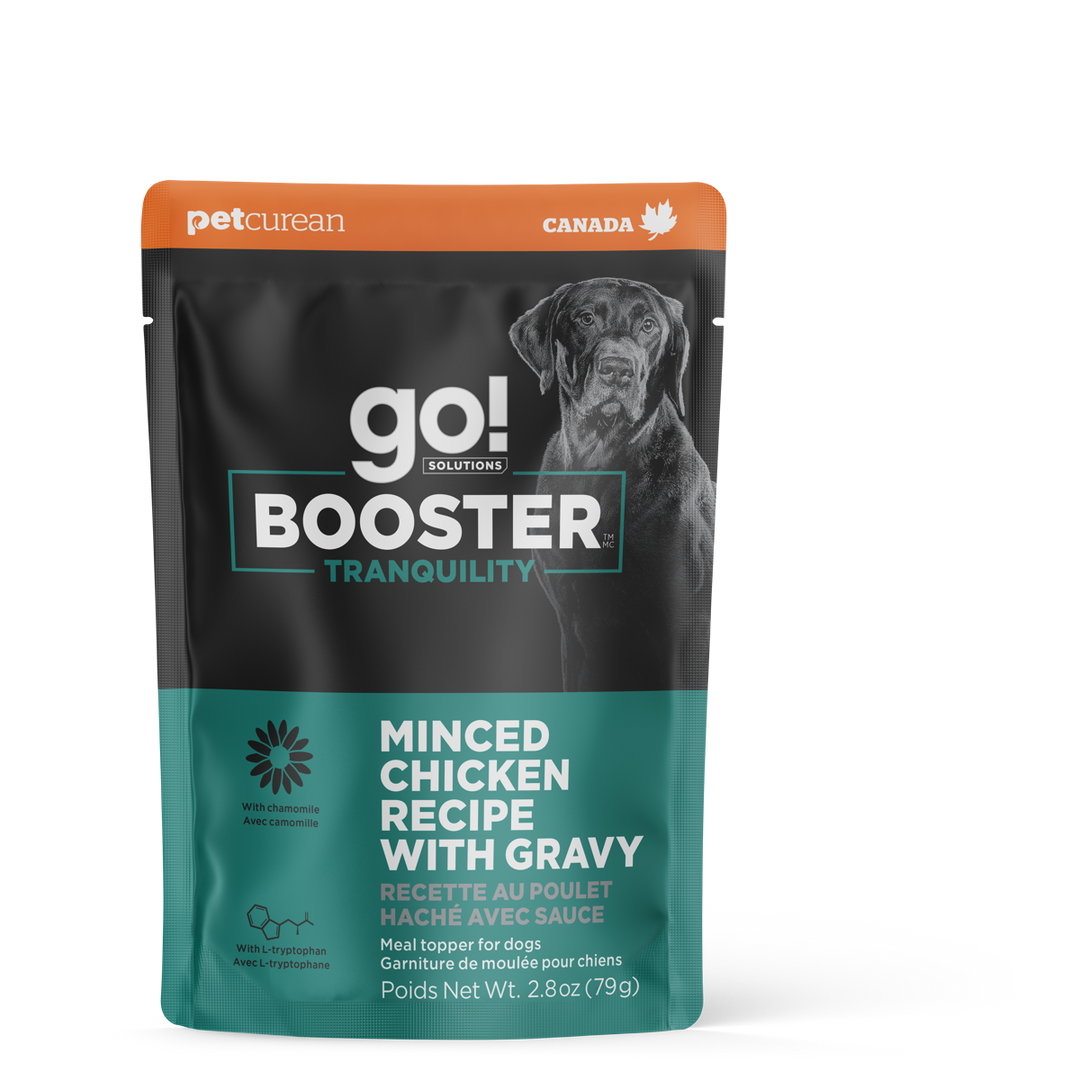 GO! BOOSTER Chien Tranquilité, Poulet Haché avec Sauce 79g
