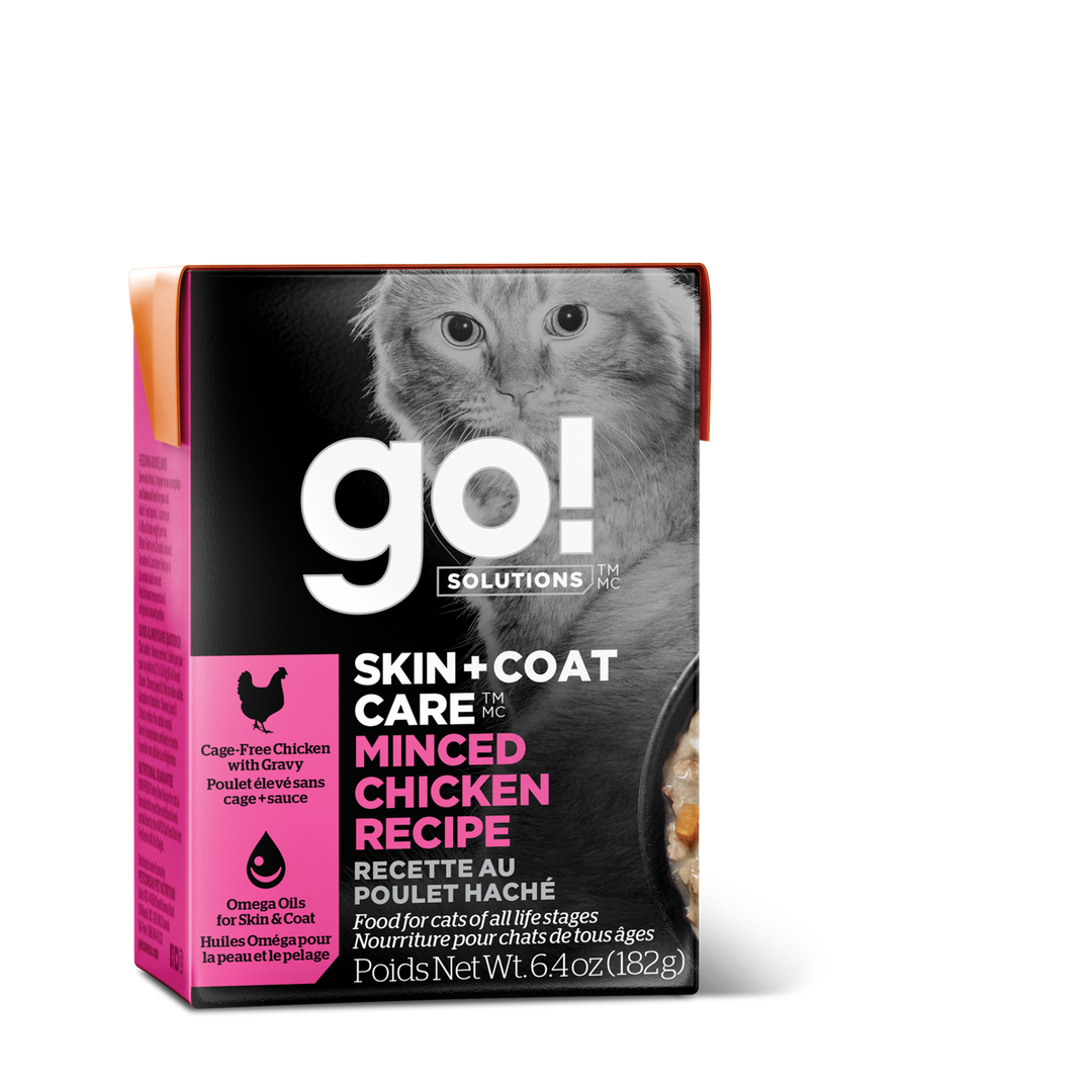 GO! Chat Tetra Pak Soins Peau & Pelage, Poulet Haché 182g